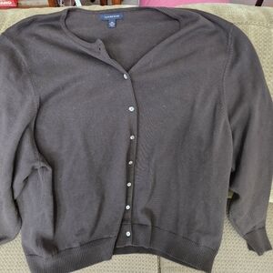 Land's End Womens Plus Size 3X Chocolate Brown Cardigan